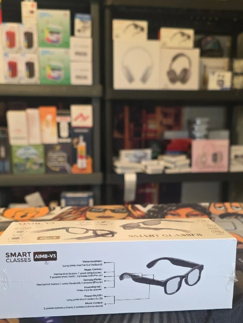 AIMB-V3 Smart Glasses in Black W 3 Replaceable Lens Factory Sealed